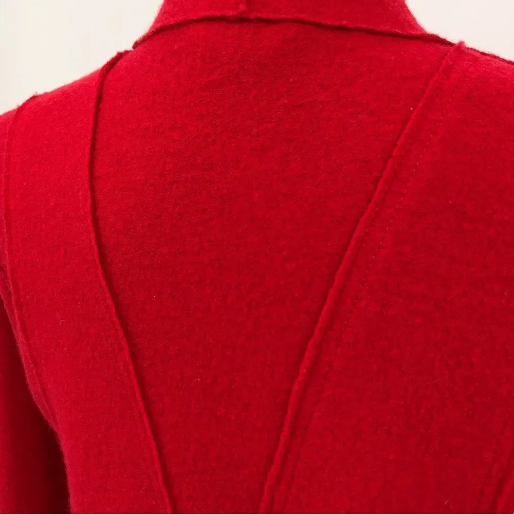 Eileen Fisher Lightweight Red Boiled Wool Cardigan Jacket size XS Long Sleeve